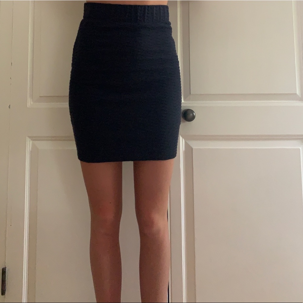 Jack Wills Navy Textured Pencil Skirt